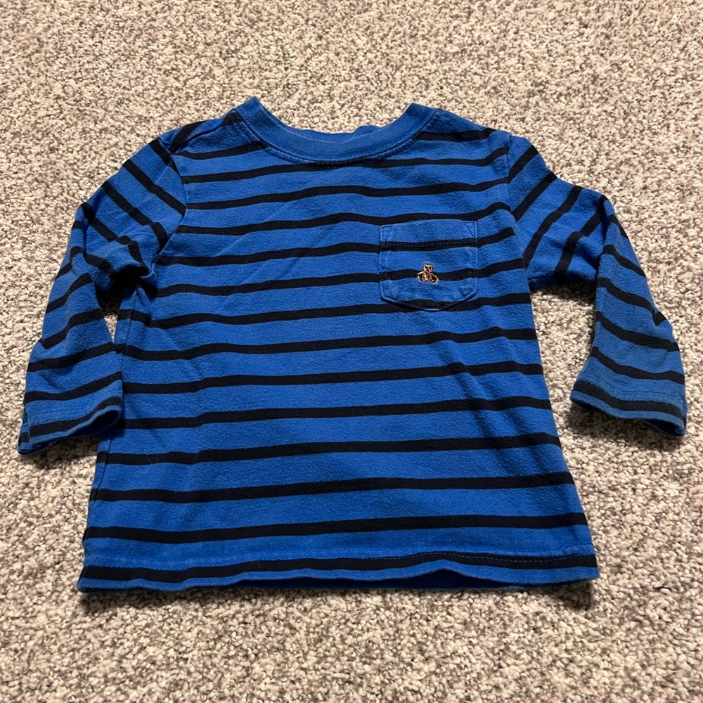 GAP Black & Blue Striped Long Sleeve Tee